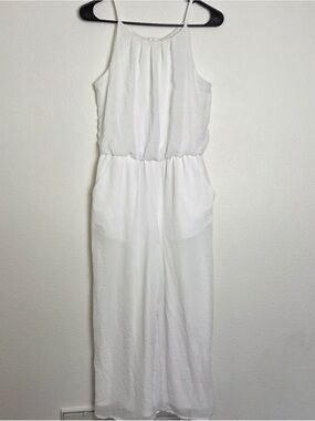 Tacera Boutique White Sleeveless Blouson zip up elastic waist Romper Excellent 🤩